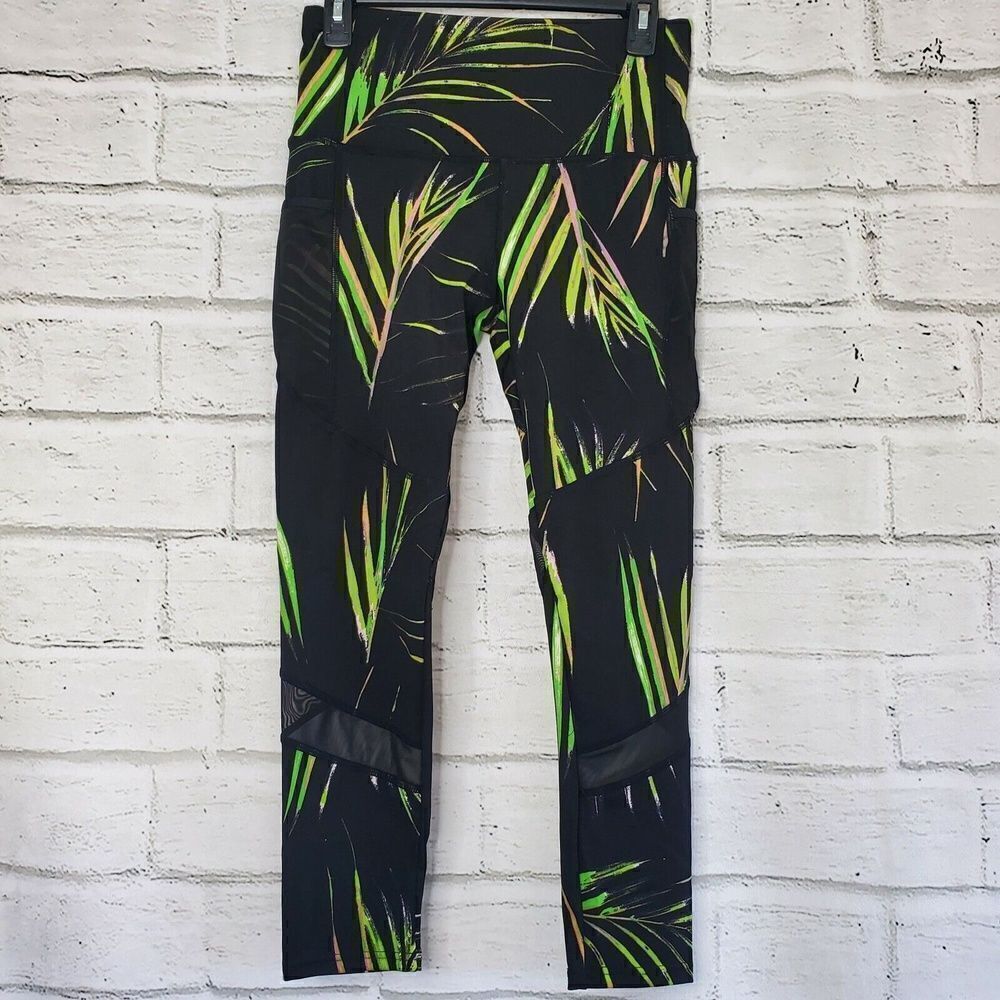 BSP L Large 7/8 Tropical High Waist Leggings Palm Print With Pockets large